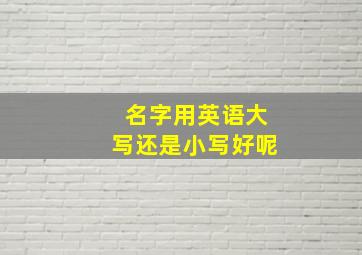 名字用英语大写还是小写好呢