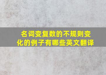 名词变复数的不规则变化的例子有哪些英文翻译