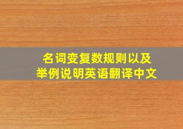 名词变复数规则以及举例说明英语翻译中文