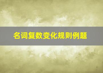 名词复数变化规则例题