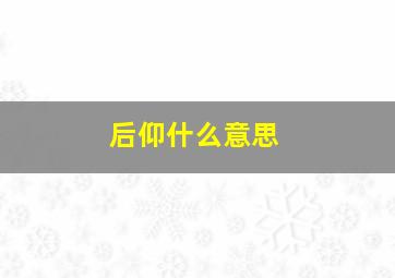 后仰什么意思