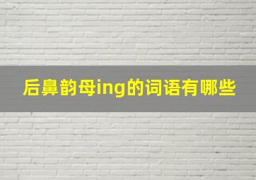 后鼻韵母ing的词语有哪些