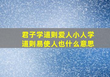 君子学道则爱人小人学道则易使人也什么意思