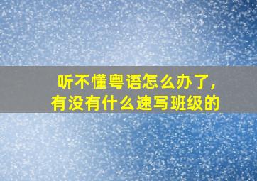 听不懂粤语怎么办了,有没有什么速写班级的