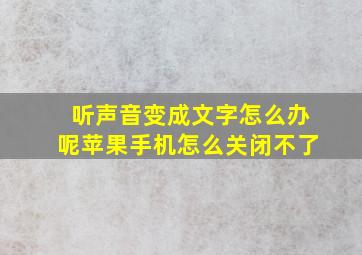 听声音变成文字怎么办呢苹果手机怎么关闭不了