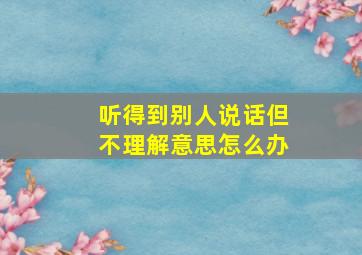 听得到别人说话但不理解意思怎么办