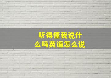 听得懂我说什么吗英语怎么说