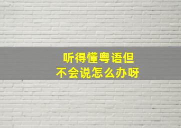 听得懂粤语但不会说怎么办呀