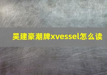 吴建豪潮牌xvessel怎么读