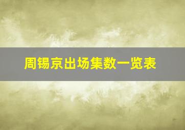 周锡京出场集数一览表