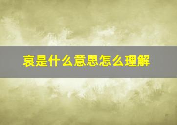 哀是什么意思怎么理解