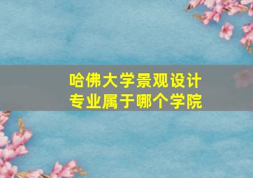 哈佛大学景观设计专业属于哪个学院