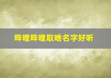 哔哩哔哩取啥名字好听