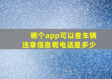 哪个app可以查车辆违章信息呢电话是多少