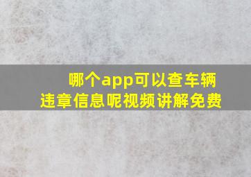 哪个app可以查车辆违章信息呢视频讲解免费