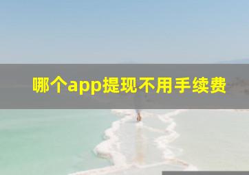 哪个app提现不用手续费