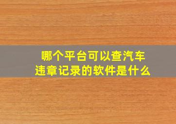 哪个平台可以查汽车违章记录的软件是什么