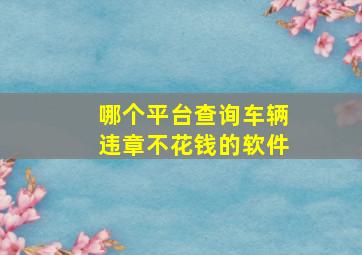 哪个平台查询车辆违章不花钱的软件