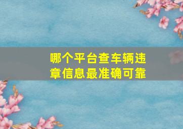 哪个平台查车辆违章信息最准确可靠