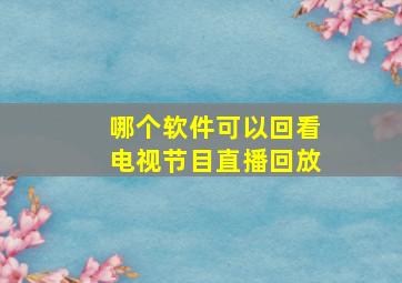 哪个软件可以回看电视节目直播回放