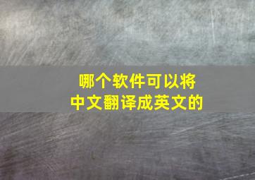 哪个软件可以将中文翻译成英文的