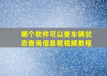 哪个软件可以查车辆状态查询信息呢视频教程