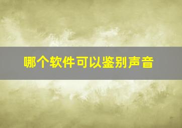 哪个软件可以鉴别声音