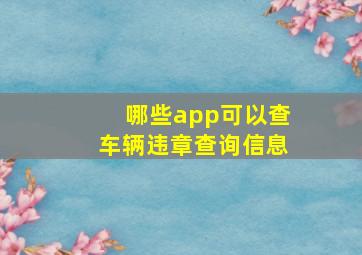 哪些app可以查车辆违章查询信息