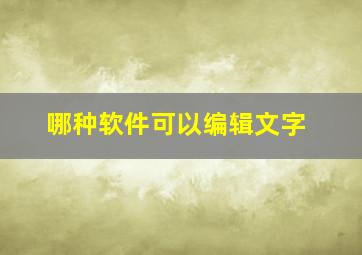 哪种软件可以编辑文字