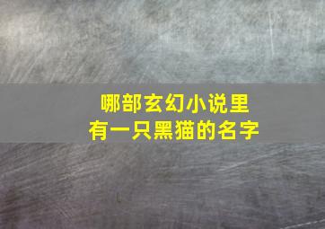 哪部玄幻小说里有一只黑猫的名字