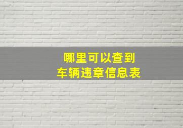 哪里可以查到车辆违章信息表