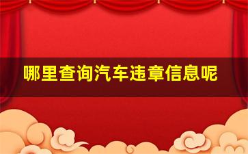 哪里查询汽车违章信息呢