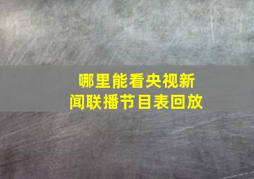 哪里能看央视新闻联播节目表回放