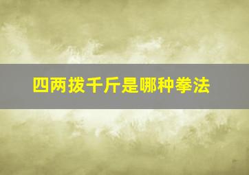 四两拨千斤是哪种拳法