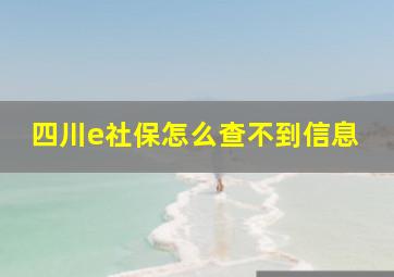 四川e社保怎么查不到信息