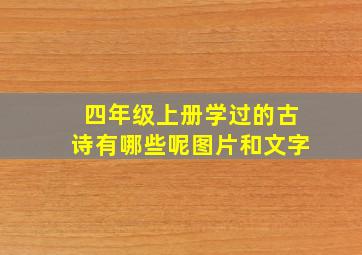 四年级上册学过的古诗有哪些呢图片和文字