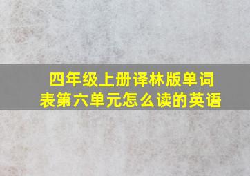 四年级上册译林版单词表第六单元怎么读的英语