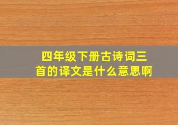 四年级下册古诗词三首的译文是什么意思啊