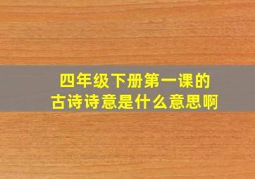 四年级下册第一课的古诗诗意是什么意思啊