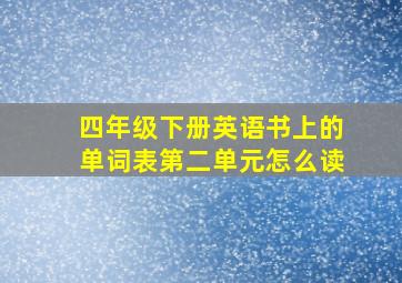 四年级下册英语书上的单词表第二单元怎么读