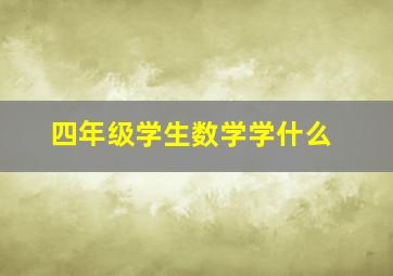 四年级学生数学学什么