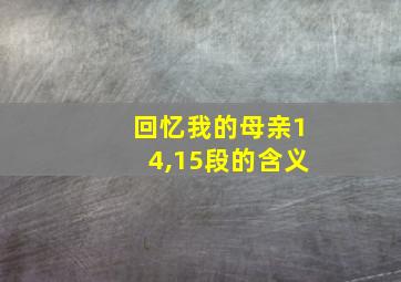 回忆我的母亲14,15段的含义