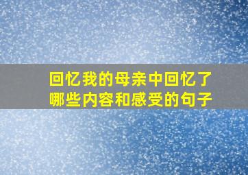 回忆我的母亲中回忆了哪些内容和感受的句子