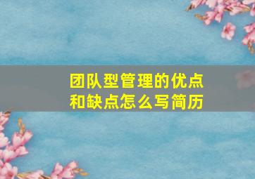 团队型管理的优点和缺点怎么写简历