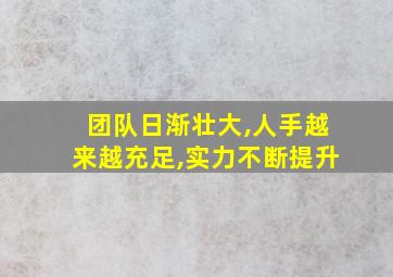 团队日渐壮大,人手越来越充足,实力不断提升