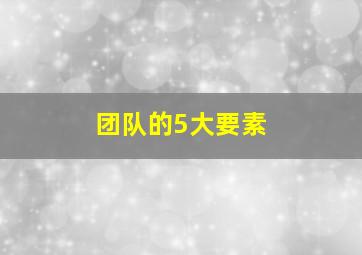 团队的5大要素