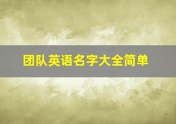 团队英语名字大全简单