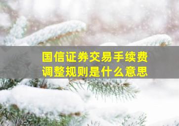 国信证券交易手续费调整规则是什么意思