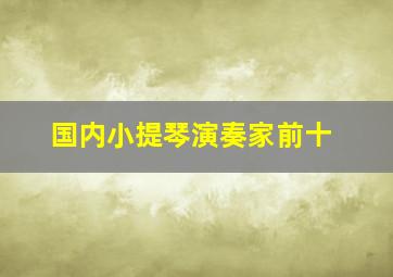 国内小提琴演奏家前十