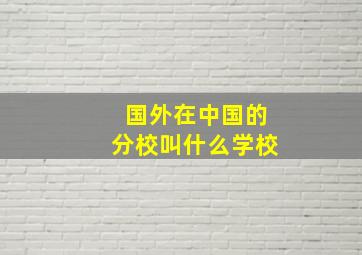 国外在中国的分校叫什么学校